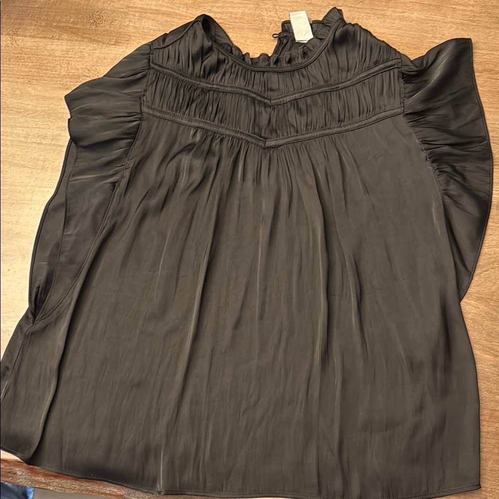 Joie Black Ruffled Bib Collar Blouse
